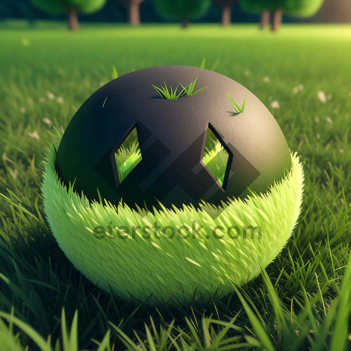 Picture of Golf Ball on Green Grass Field