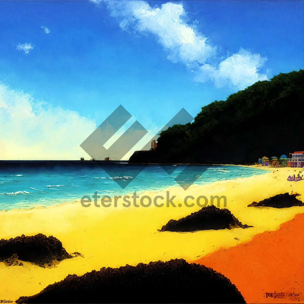 Picture of Turquoise Paradise: Exotic Beachscape with Palm Trees