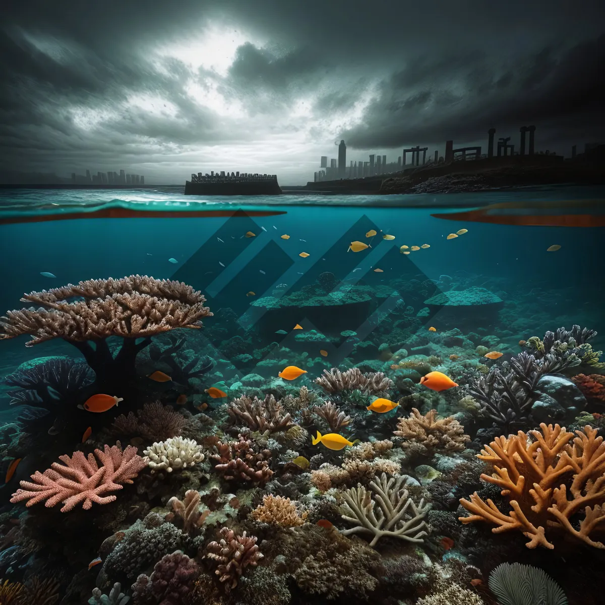 Picture of Colorful Coral Reef: Exploring the Sunlit Marine Life