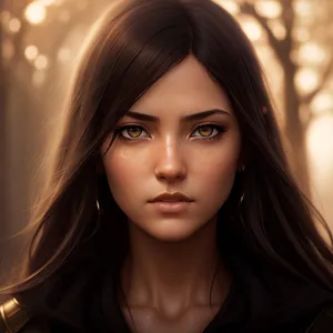 Stunning brunette model with captivating, alluring gaze