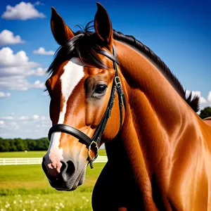 Majestic Thoroughbred Stallion Galloping in Meadow