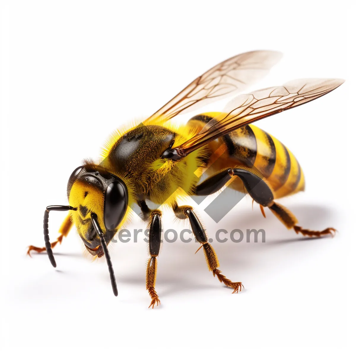 Picture of Close-up of a yellow worker bee collecting nectar