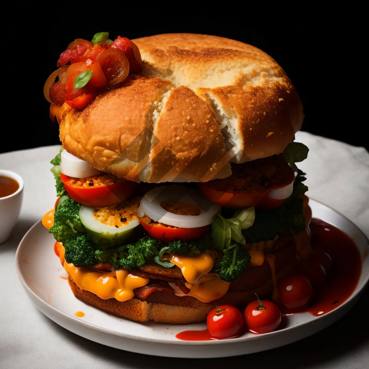 Picture of Delicious gourmet vegetable salad with cheese and sauce