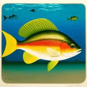 Tropical Goldfish Swimming in Ocean Water