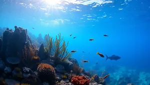 Colorful Reef Fish Swimming in Bright Sunlight Rays