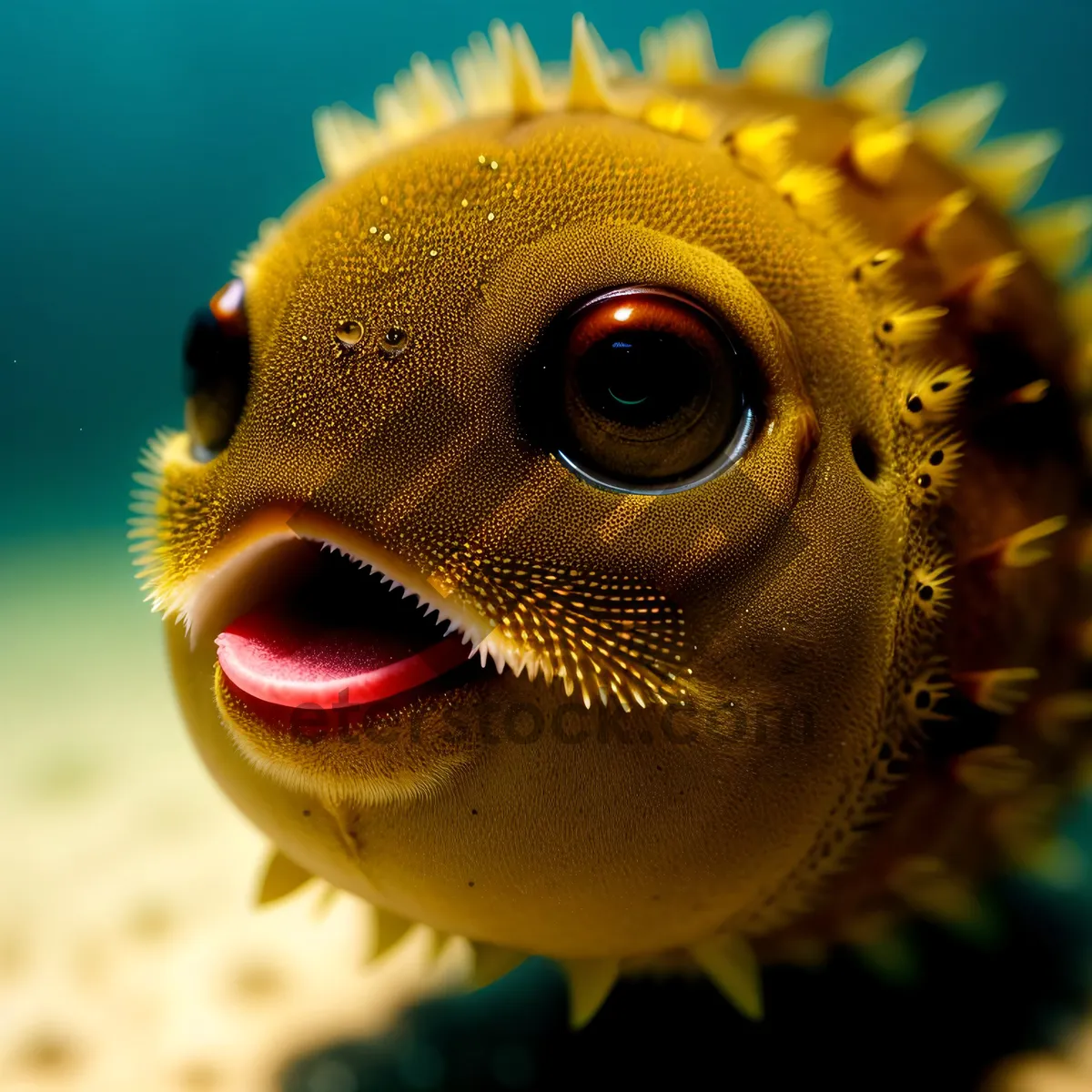 Picture of Puffer Fish Underwater in Tropical Reef