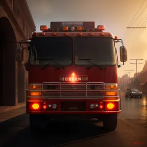 High-speed Emergency Fire Truck on Highway