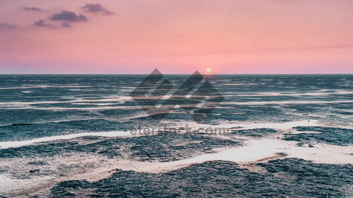 Picture of Tranquil beach sunset over tropical paradise island