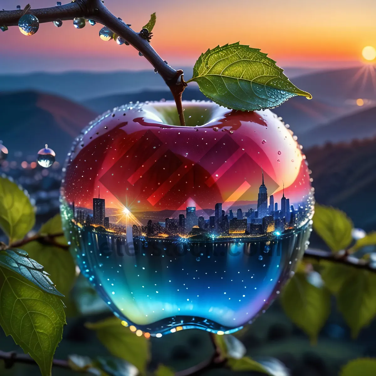 Picture of Shiny Red Delicious Apple Decoration for Festive Holidays