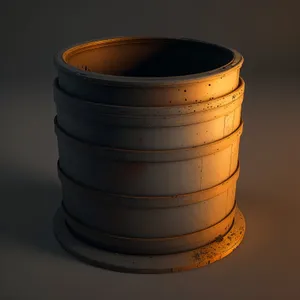 Stacked Coins in Metal Bucket