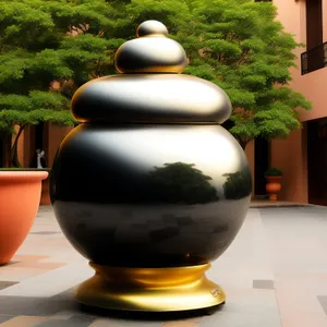 Traditional Chinese teapot and tea cup on bowl