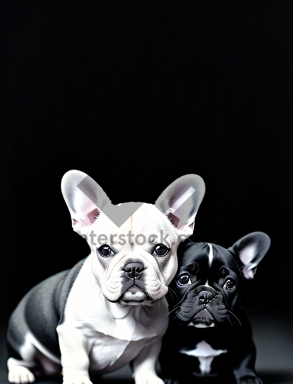 Picture of Cute Wrinkled Bulldog Puppy Sitting for Portrait