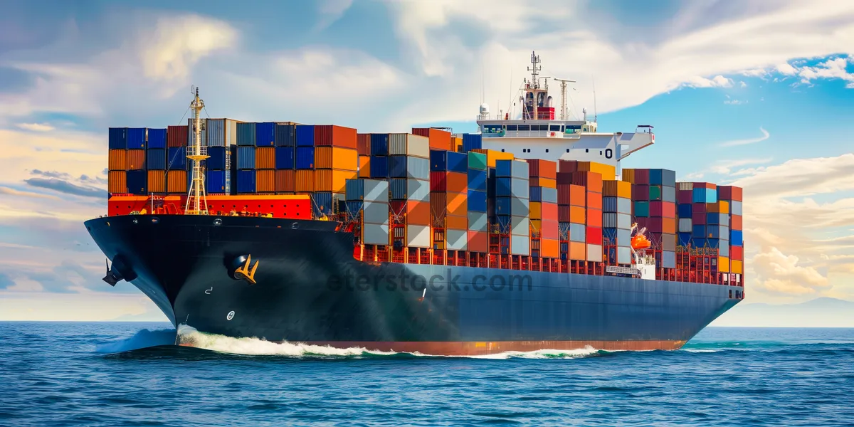 Picture of Cargo ship loading containers at shipping port.