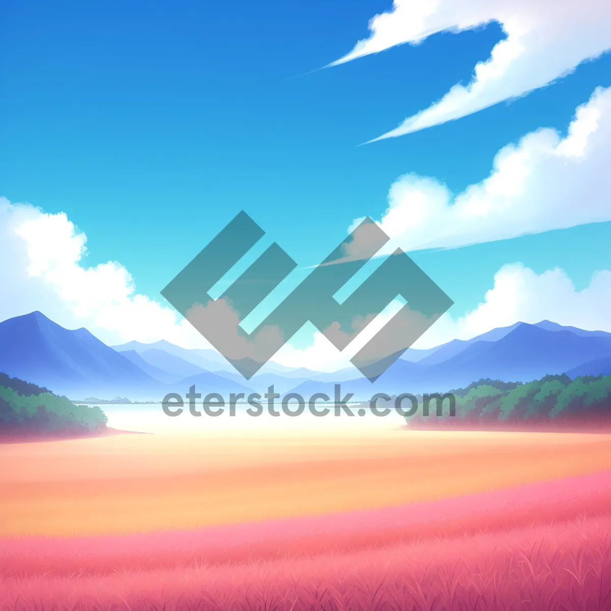 Picture of Vibrant Summer Sky: Clear Horizon and Bright Cloudscape