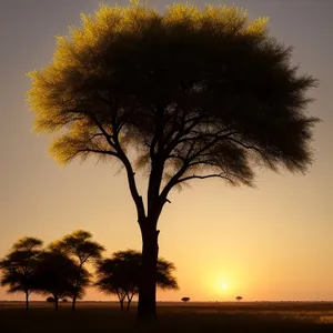 Scenic Sunset over Woody Landscape