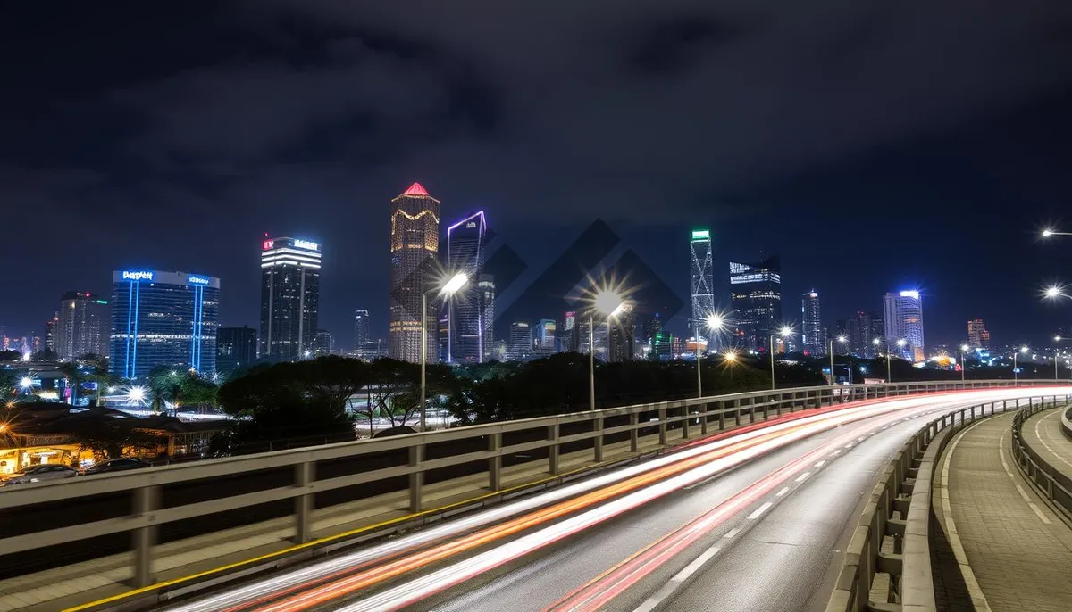 Picture of City Lights Drive: Urban Evening Traffic Scene