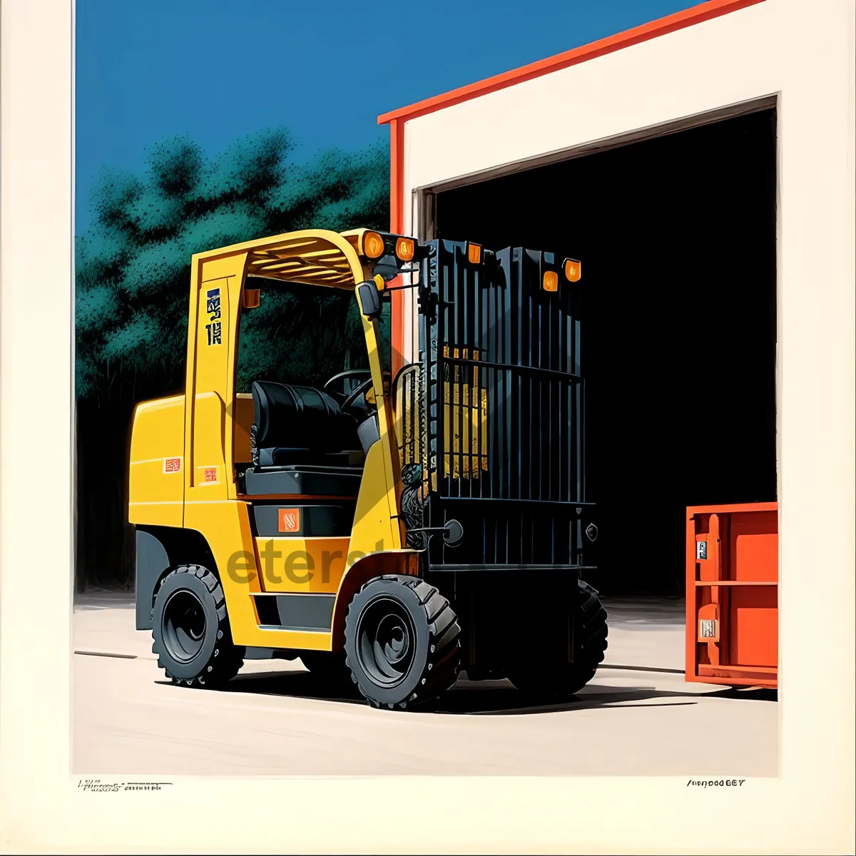 Picture of Yellow Forklift Truck on Construction Site