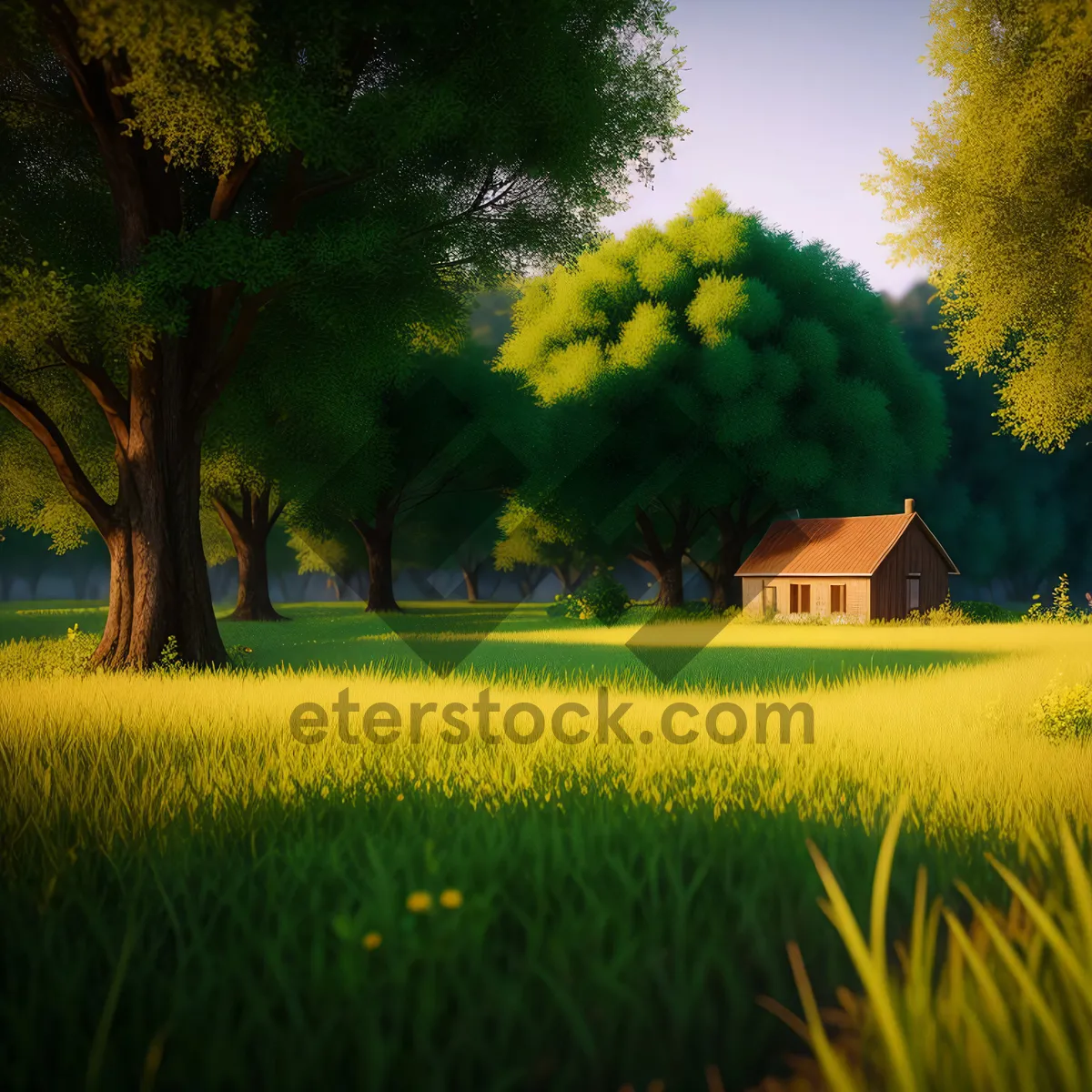 Picture of Golden Rapeseed Field Under Sunny Sky