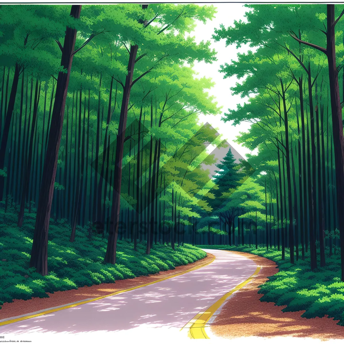 Picture of Serene Forest Path with Park Bench