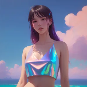 Stunning swimsuit model exuding beachside allure.