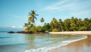 Tropical paradise beach relaxation under sunny sky.