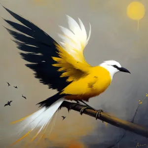Graceful Egret Soaring Over Yellow Gull