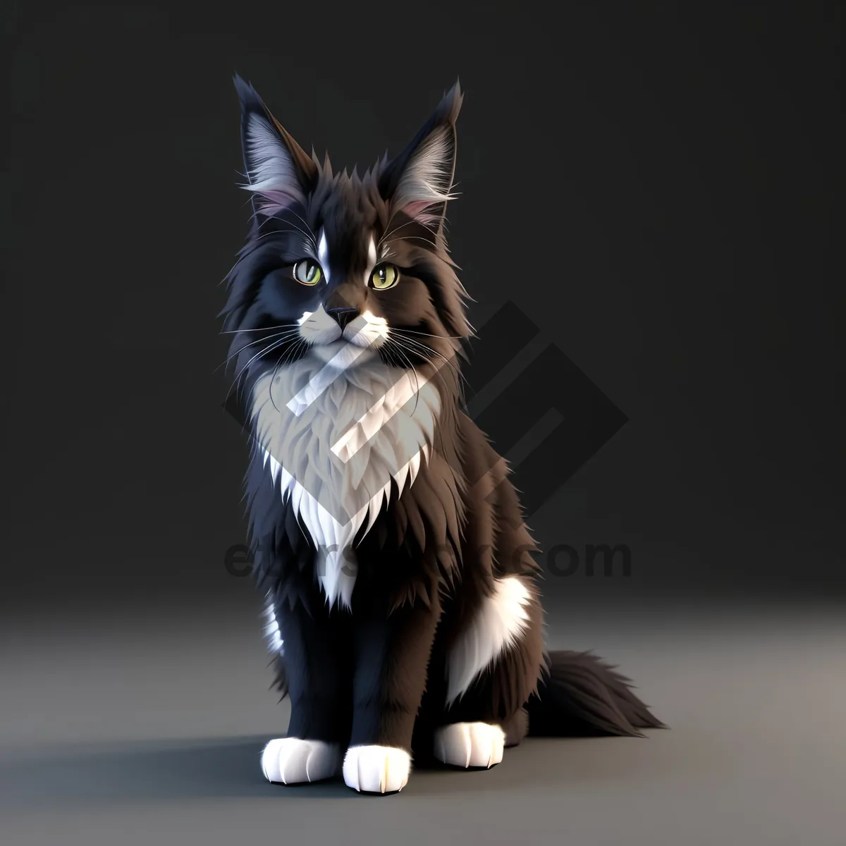 Picture of Furry Charm: Adorable Domestic Cat with Striped Gray Fur