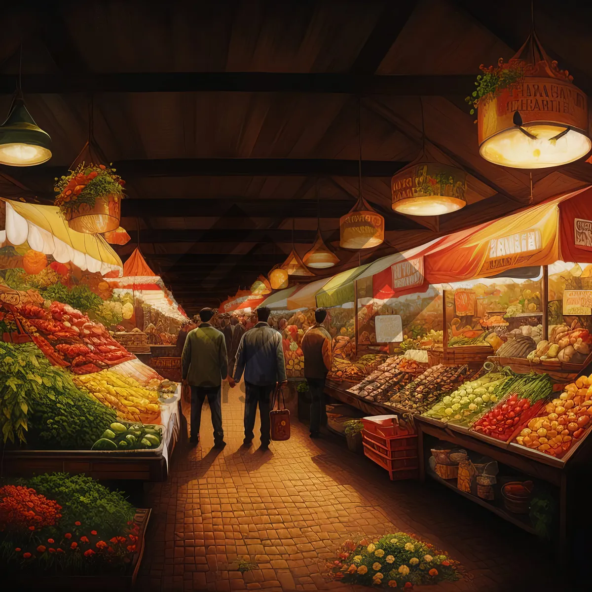 Picture of Fresh Fruit Display at Local Supermarket Market Stall