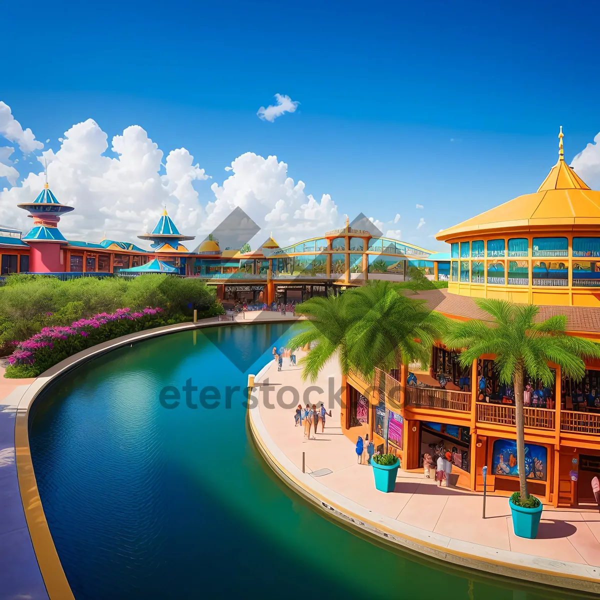 Picture of Serene Tropical Pool at Night in City Resort