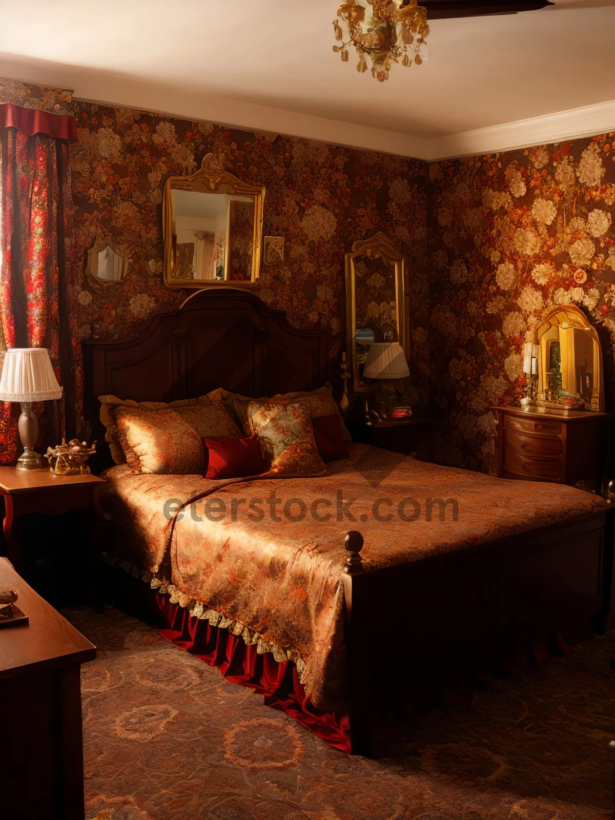 Picture of Modern Cozy Bedroom with Four-Poster Bed