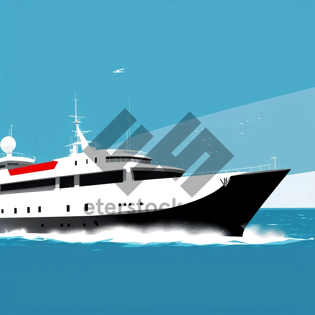 Picture of Luxury yacht sailing on the ocean waters.