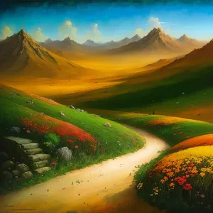 Serene Sunrise Over Lush Green Meadow
