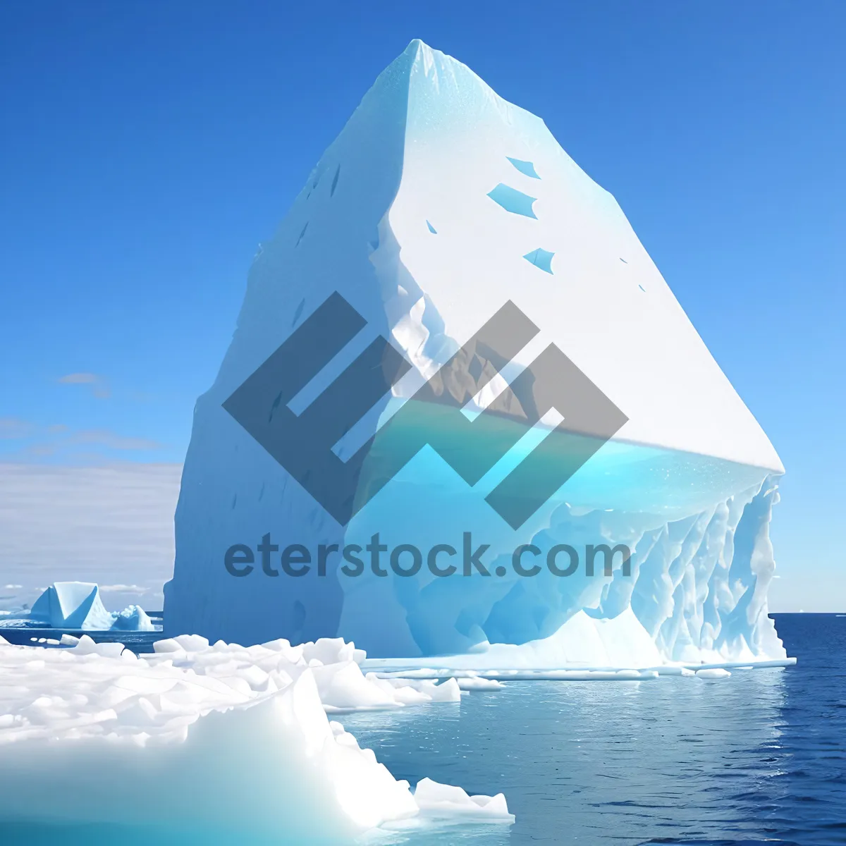 Picture of Frozen Majesty: Iceberg Enveloped by Winter Scenery.