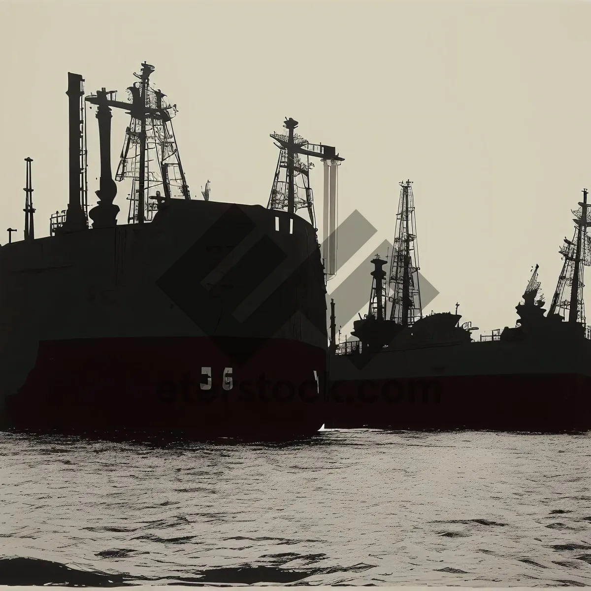 Picture of Maritime Cargo Ship in Busy Harbor