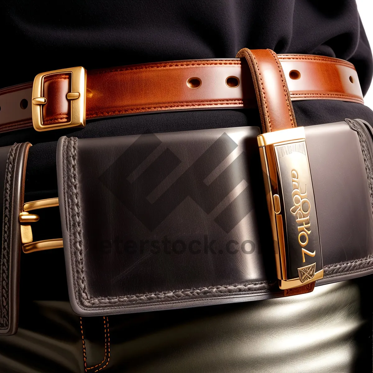 Picture of Black Leather Wallet with Metal Buckle Fastener