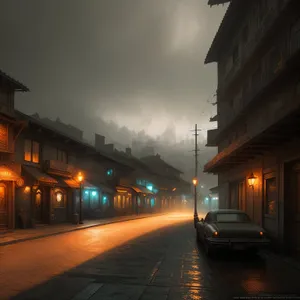 Urban Conveyance on City Street at Night