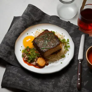 Delicious grilled pepper steak on a plate