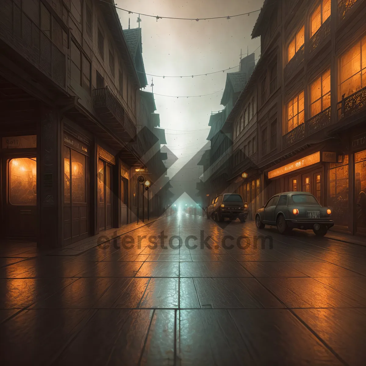 Picture of Nighttime Cityscape with Bridge and Pier Lights