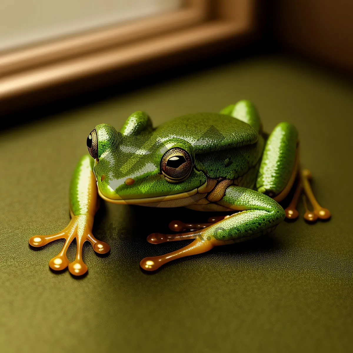 Picture of Bulging-Eyed Orange Tree Frog Peeping Out