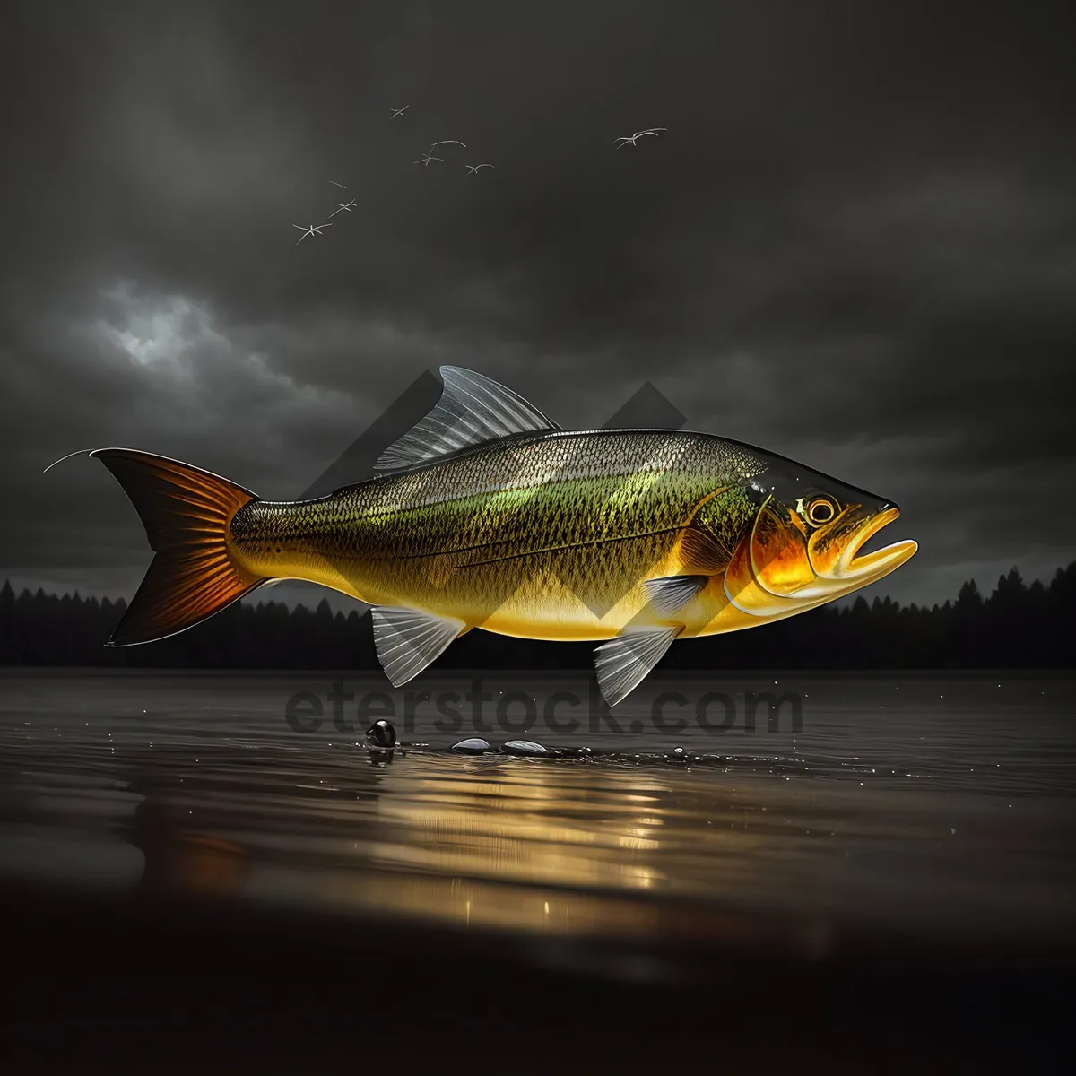 Picture of Vibrant Ocean Swimmer: A Colorful Sunfish in an Aquarium