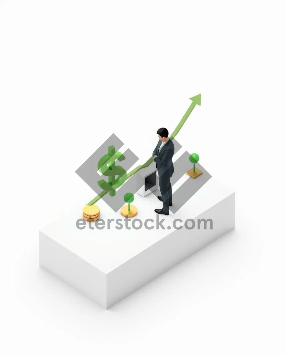 Picture of 3D cartoon man icon climbing stairs to success.