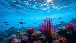 Colorful marine fish swimming in exotic underwater reef