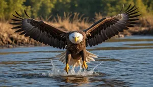 Wild Winged Predator in Flight over Water