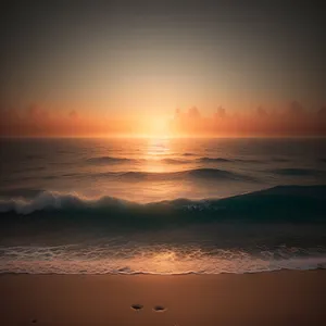 Sundrenched Paradise: Sunset over the Coastal Horizon