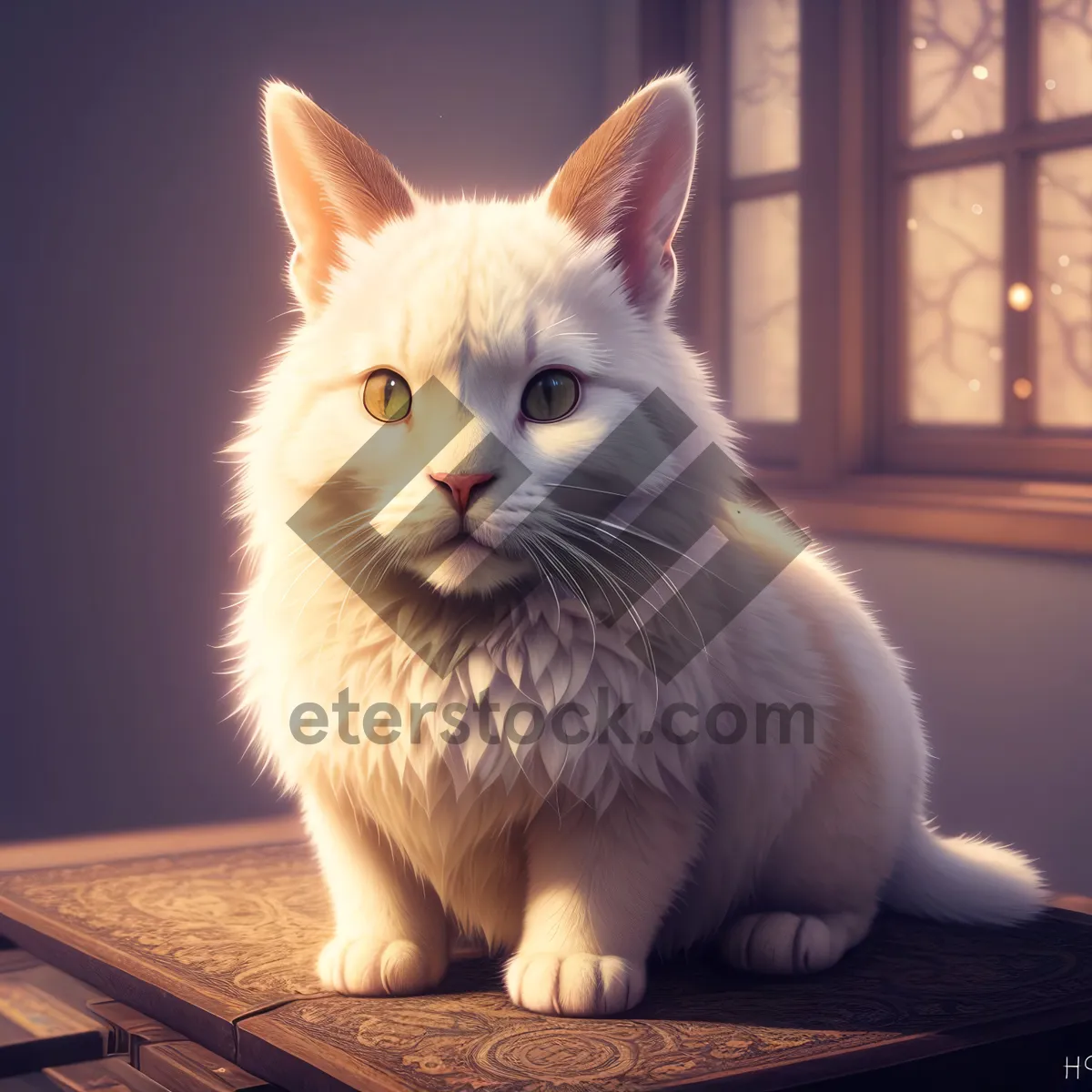 Picture of Adorable Kitty Curiously Peeking Through Window