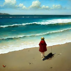 Serene Summer Waves on Tropical Shoreline