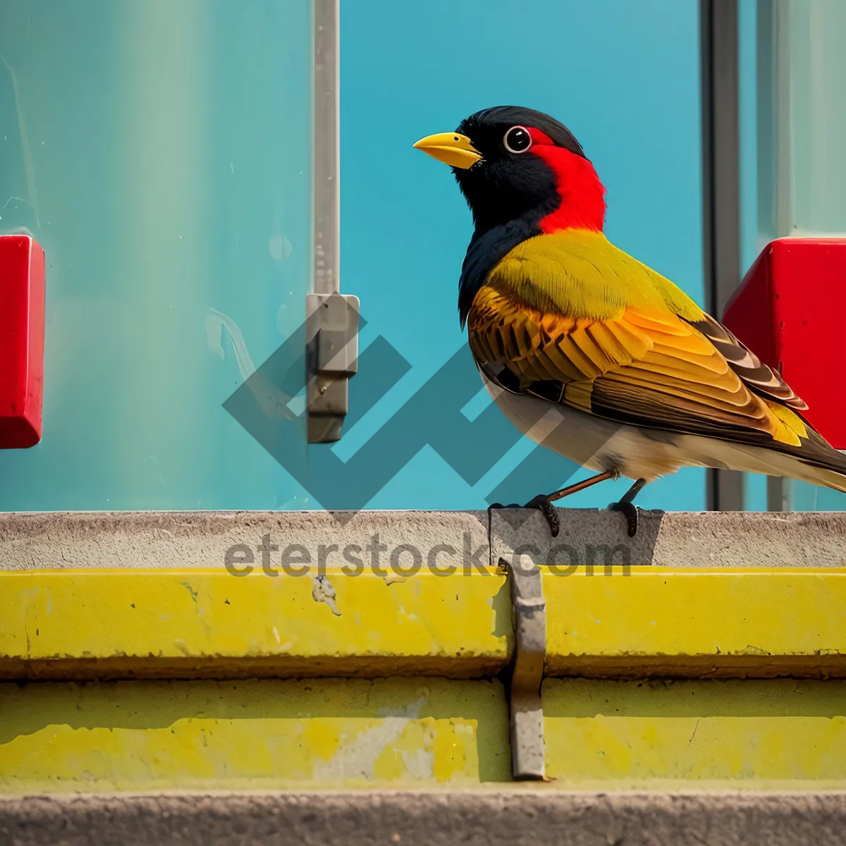 Picture of Cute black bird perched on tree branch