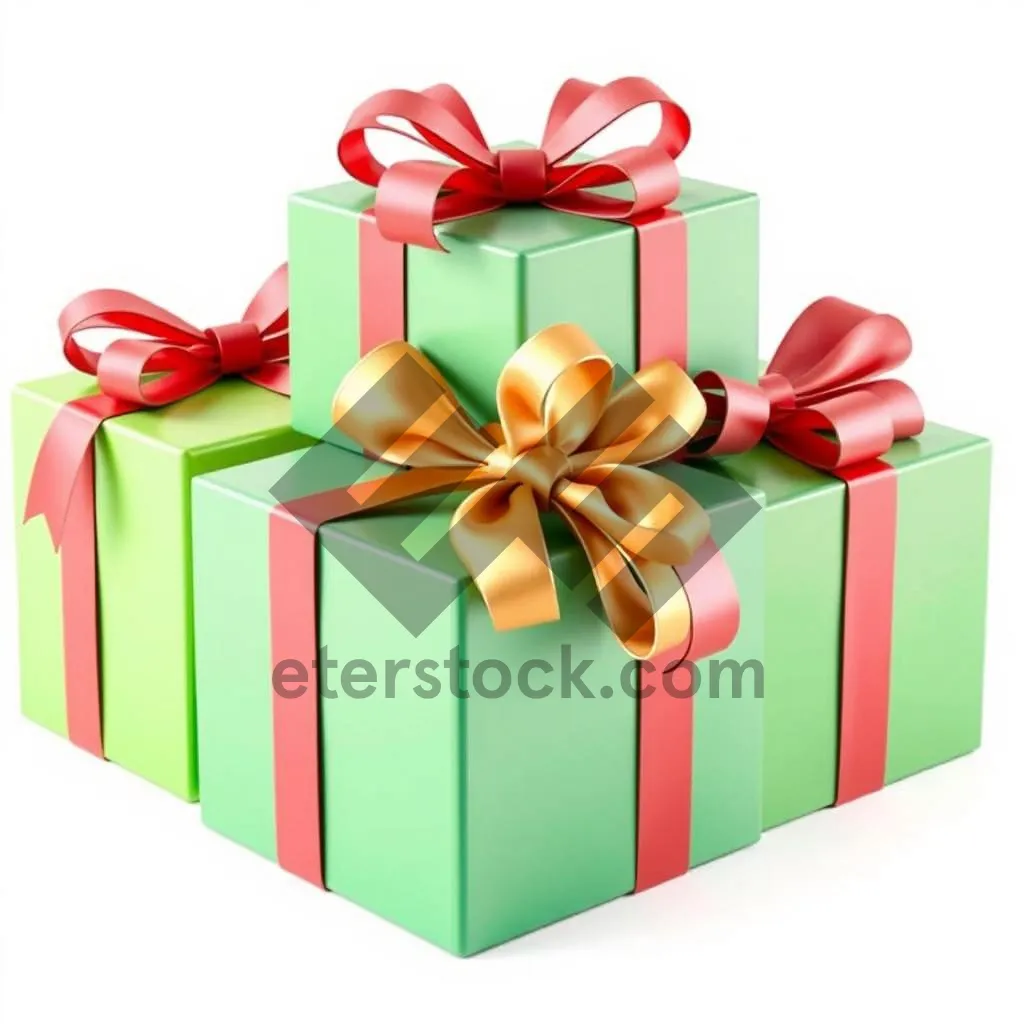 Picture of 3D festive gift box with love ribbon