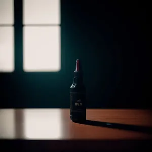 Red Wine Bottle on Restaurant Table