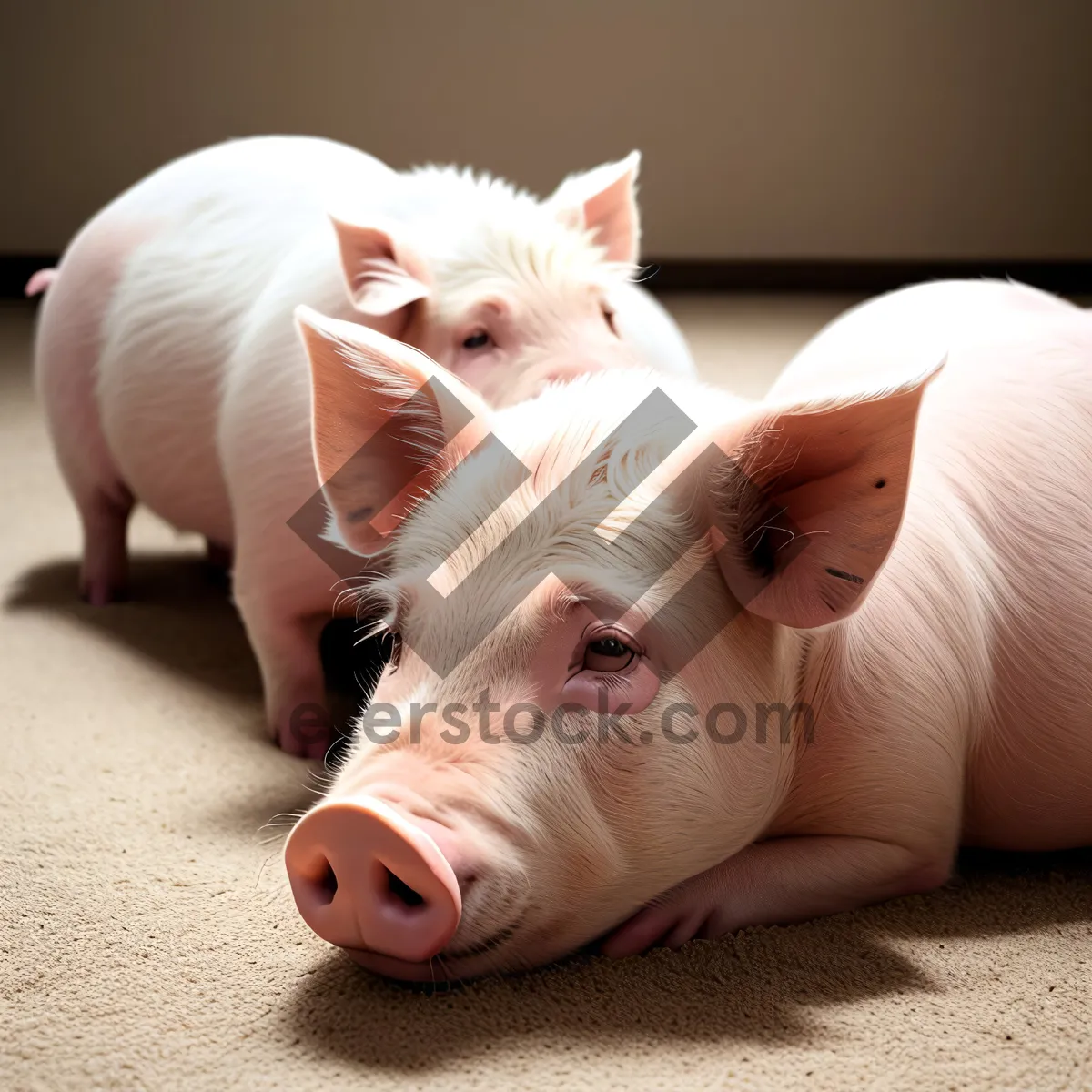 Picture of Cute Pink Piglet on the Farm